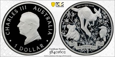 2024-P125 $1 Perth Mint 125th Anniv Ag PR69DCAM
