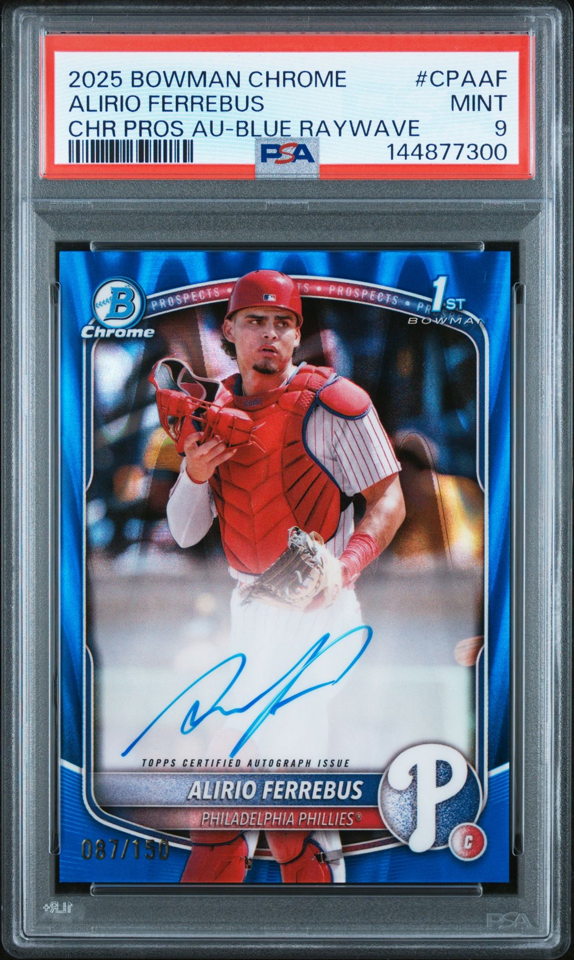 2025 Bowman BOWMAN CHROME PROSPECT AUTOGRAPHS Blue Raywave Alirio Ferrebus front