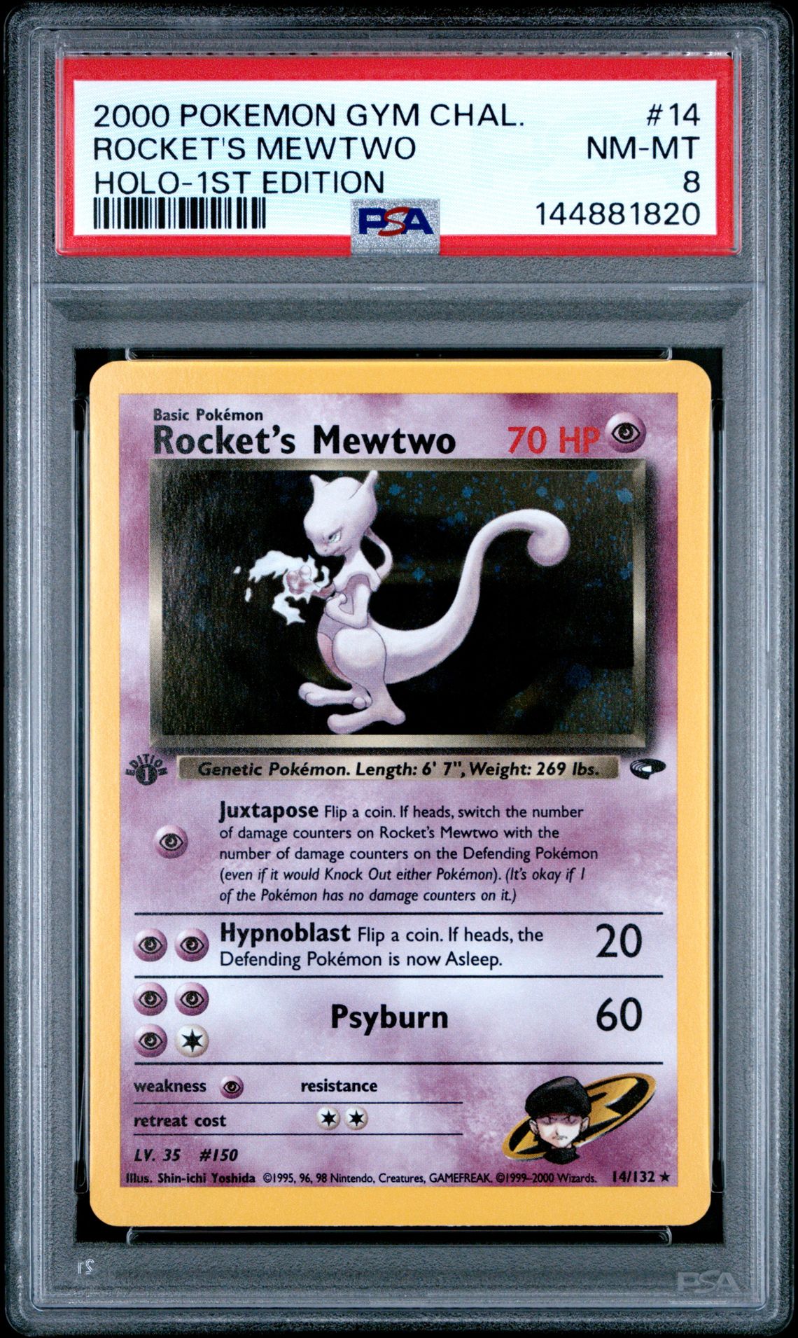 2000 Pokemon POKEMON GYM CHALLENGE HOLO #14 Rocket's Mewtwo front