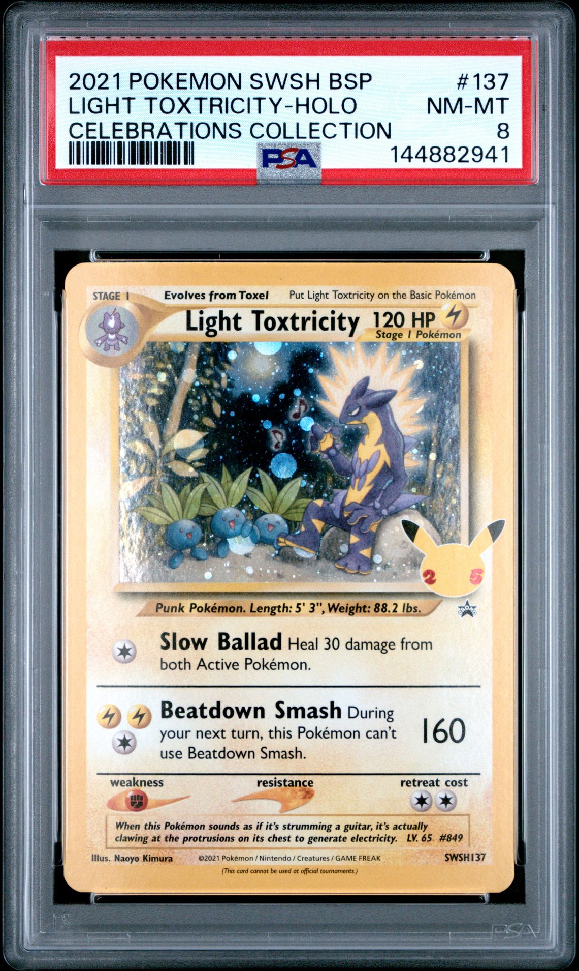 2021 Pokemon POKEMON SWSH BLACK STAR PROMO CELEBRATIONS COLLECTION #137 Light Toxtricity-Holo front