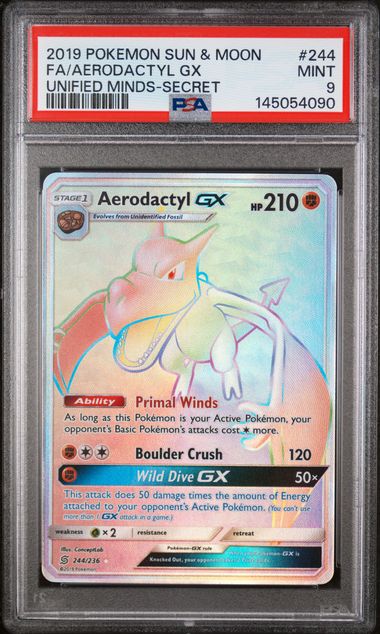 2019 Pokemon Unified Minds GX #244 Aerodactyl front