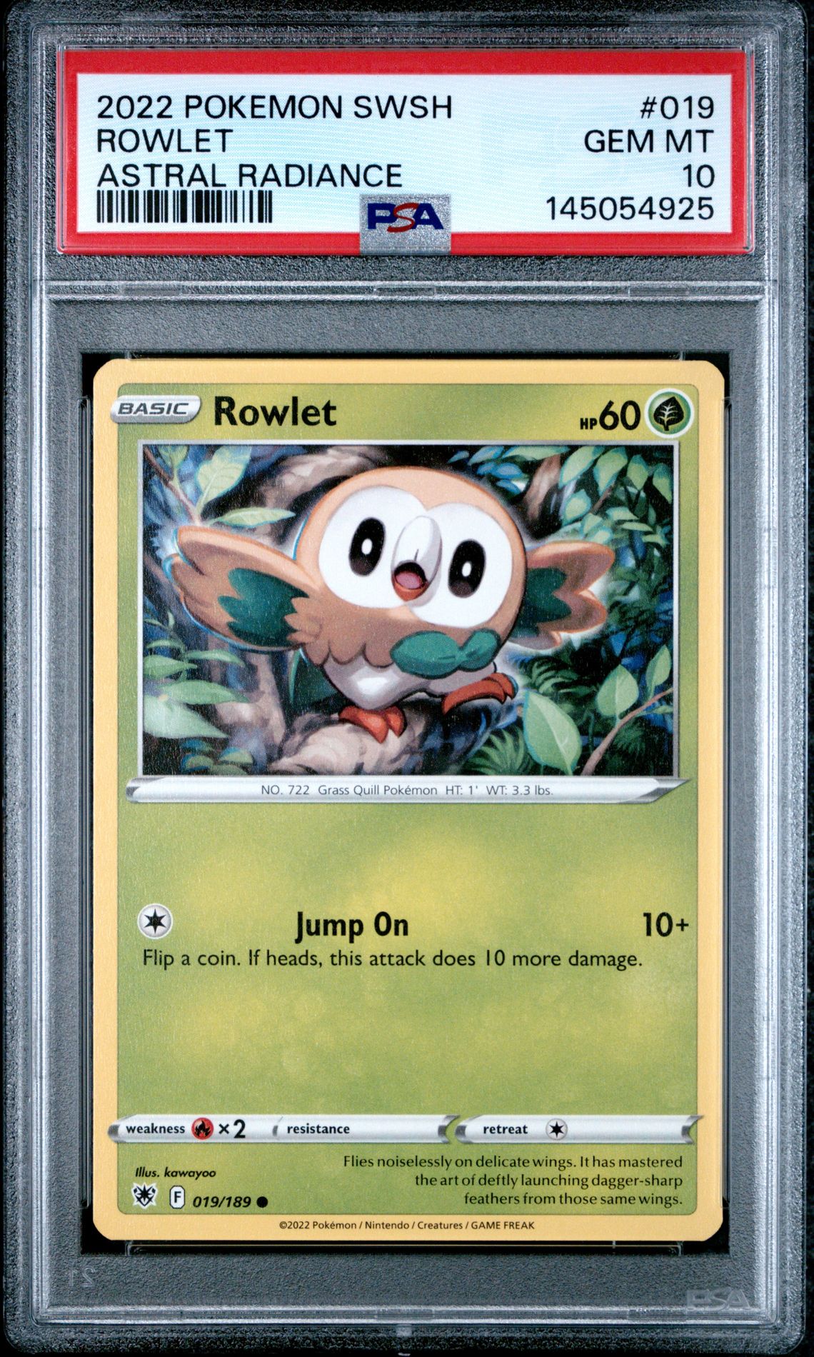 2022 Pokemon POKEMON SWORD & SHIELD ASTRAL RADIANCE #019 Rowlet front