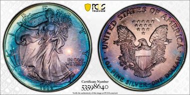1992 $1 Silver Eagle MS68