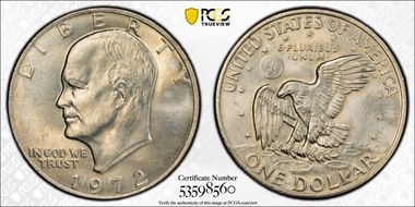 1972 $1 Type 2 MS65