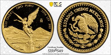 2016-Mo 1/20 oz Libertad Au PR70DCAM