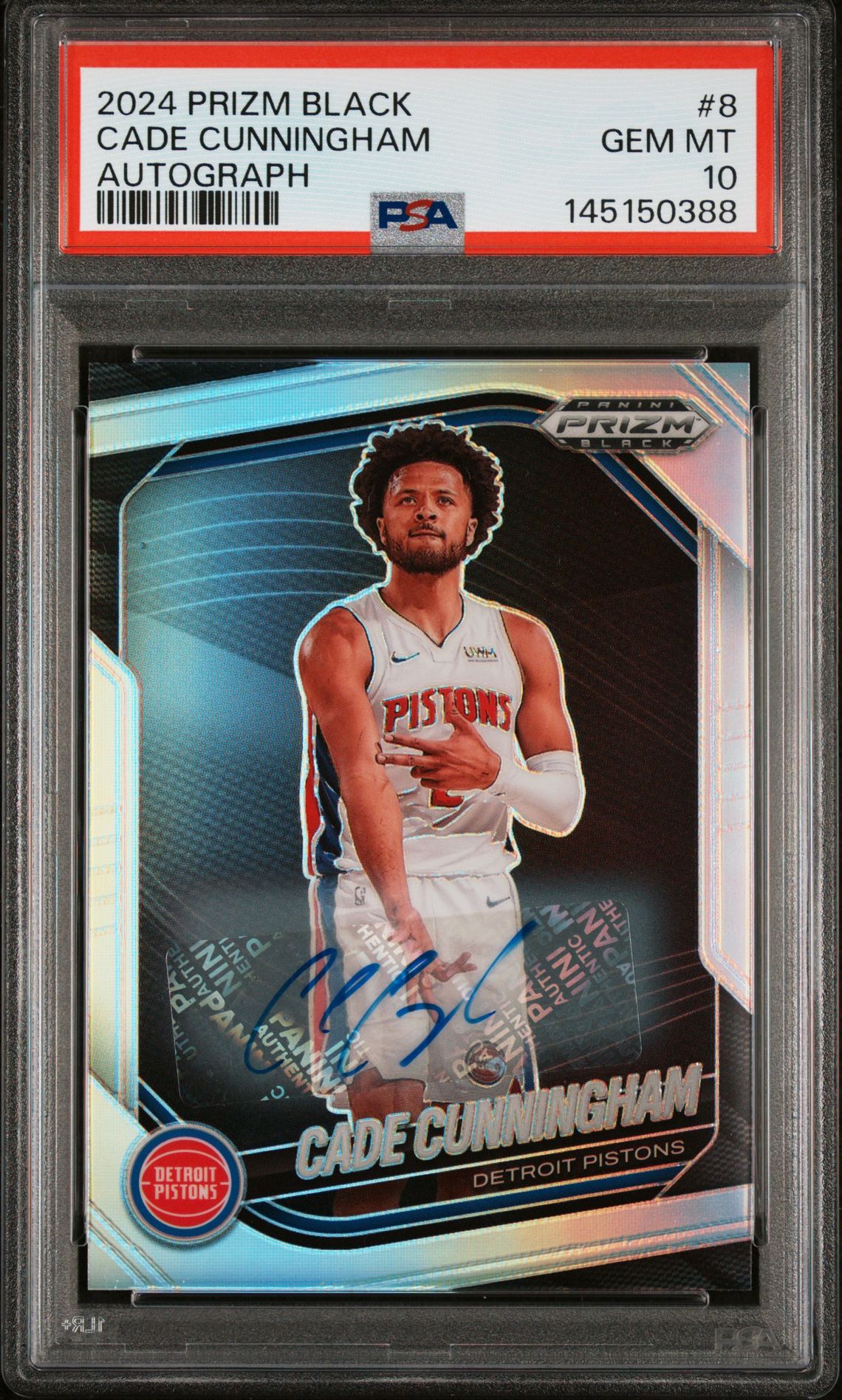 2024 Panini PANINI PRIZM BLACK AUTOGRAPH #8 Cade Cunningham front