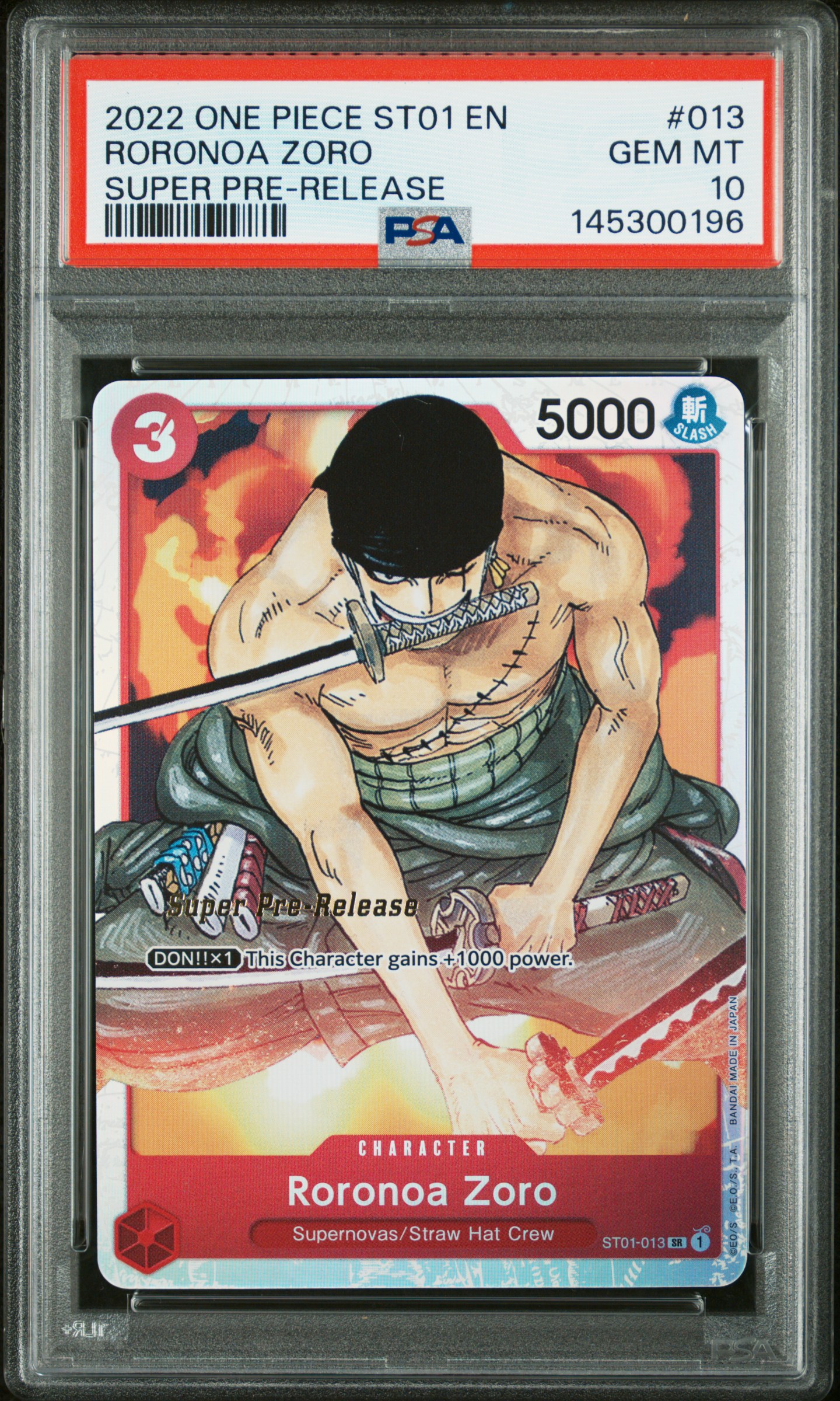 2022 #013 Roronoa Zoro PSA 10 One Piece Starter Deck ST01-Straw Hat Crew