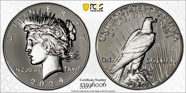 2024-S $1 Peace Dollar Rev PR Two-Coin Reverse Proof Set PR69