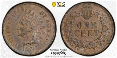 1874 1C AU58BN