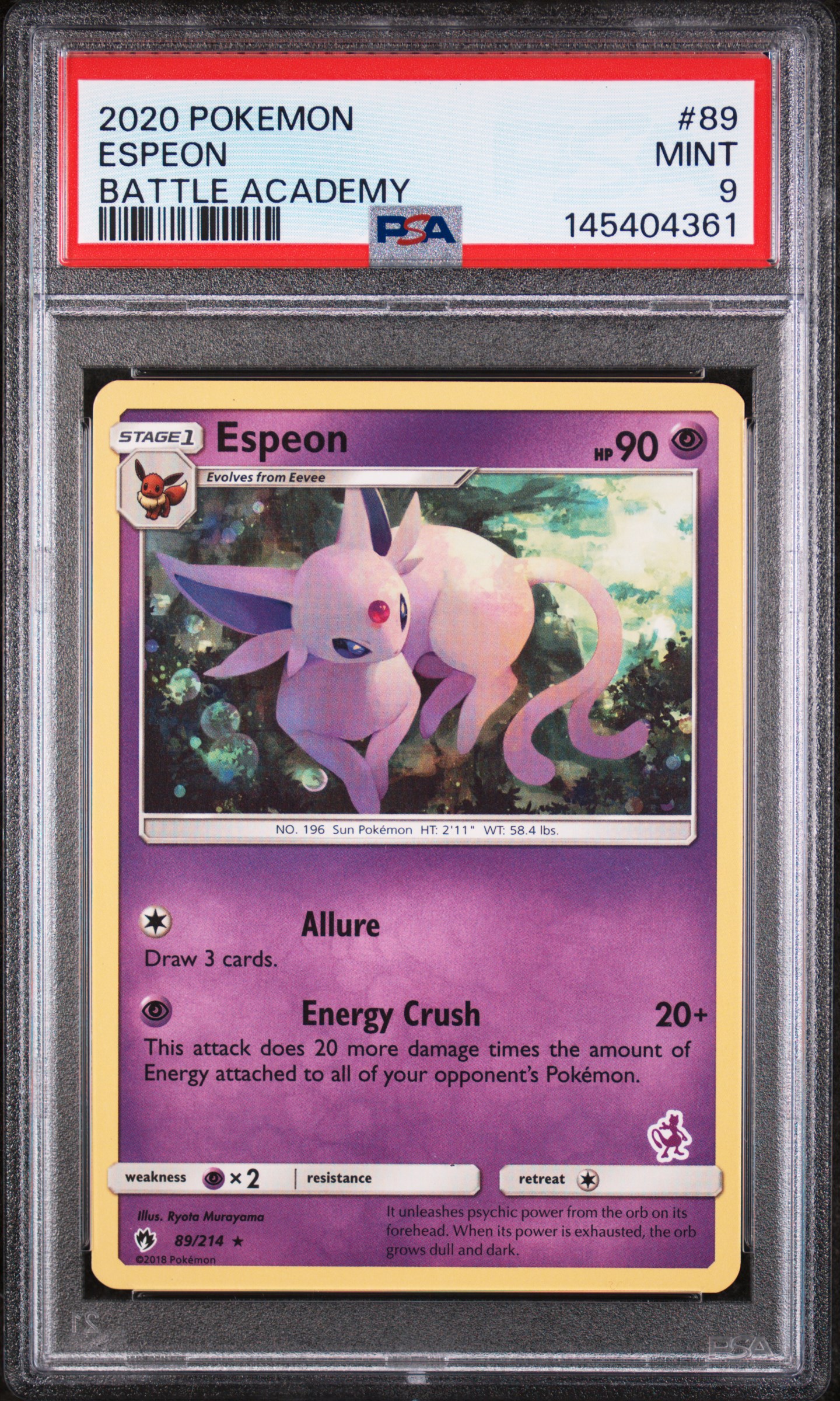 2020 #89 Espeon PSA 9 Battle Academy