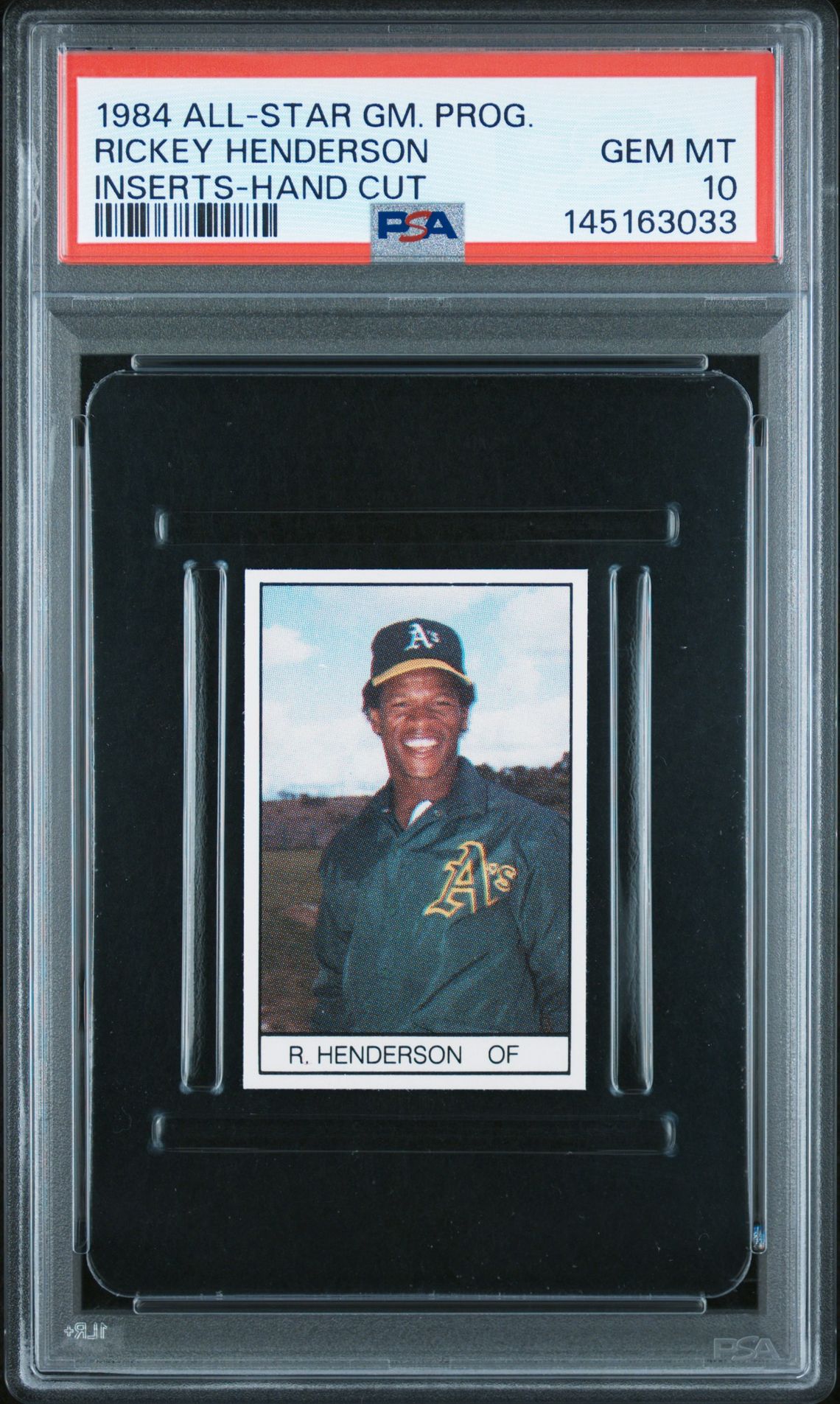 1984 ALL-STAR GAME PROGRAM INSERTS-HAND CUT Rickey Henderson front