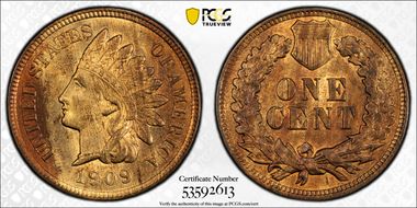 1909 1C Indian MS64RB