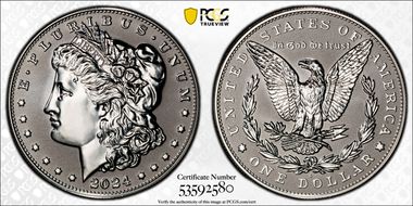 2024-S $1 Morgan Dollar Rev PR Two-Coin Reverse Proof Set PR70