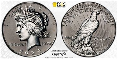 2024-S $1 Peace Dollar Rev PR Two-Coin Reverse Proof Set PR70