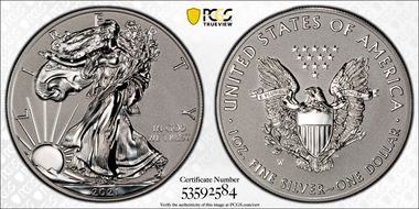 2021-W $1 Silver Eagle Rev PR - Type 1 Designer Edition PR70