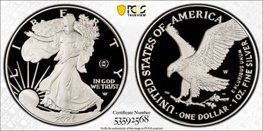 2025-W $1 Silver Eagle w/ Laser Privy PR69DCAM