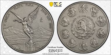 2018-Mo Onza Libertad Ag - Antiqued SP70