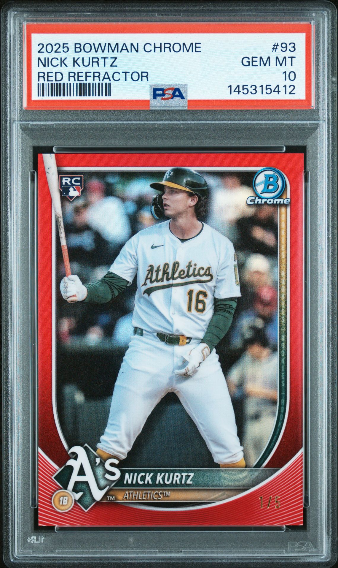 2025 Bowman Bowman Chrome RED REFRACTOR #1 Nick Kurtz front