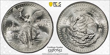 1985-Mo Onza Libertad Ag MS68