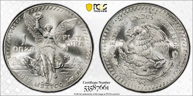 1987-Mo Onza Libertad Ag MS67