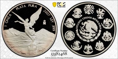 2007-Mo Onza Libertad Ag PR70DCAM