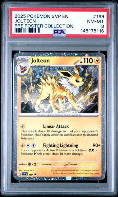 2025 Pokemon Prismatic Evolutions Preposter Collection PRE POSTER COLLECTION #169 Jolteon front