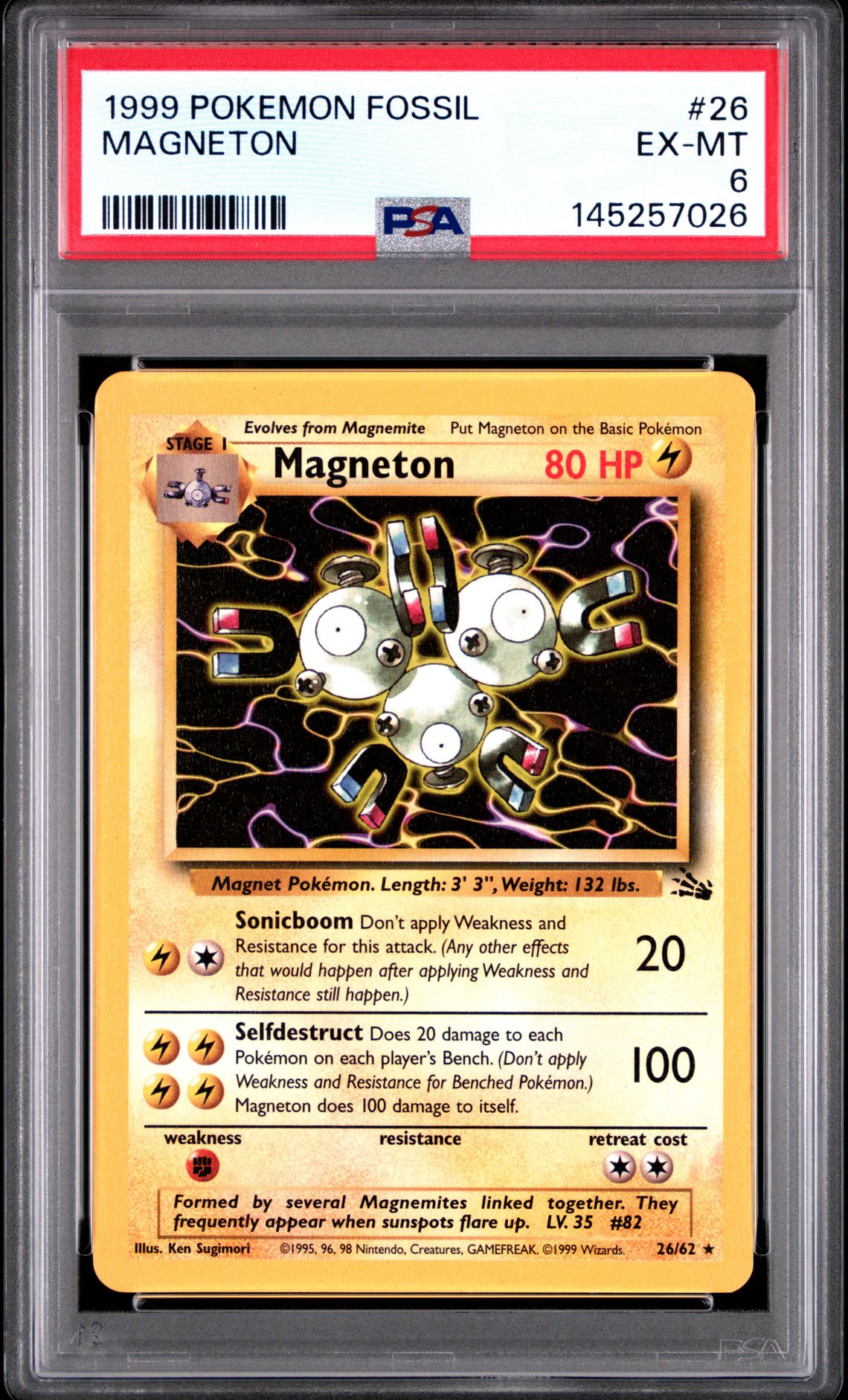 1999 Pokemon POKEMON FOSSIL #26 Magneton front