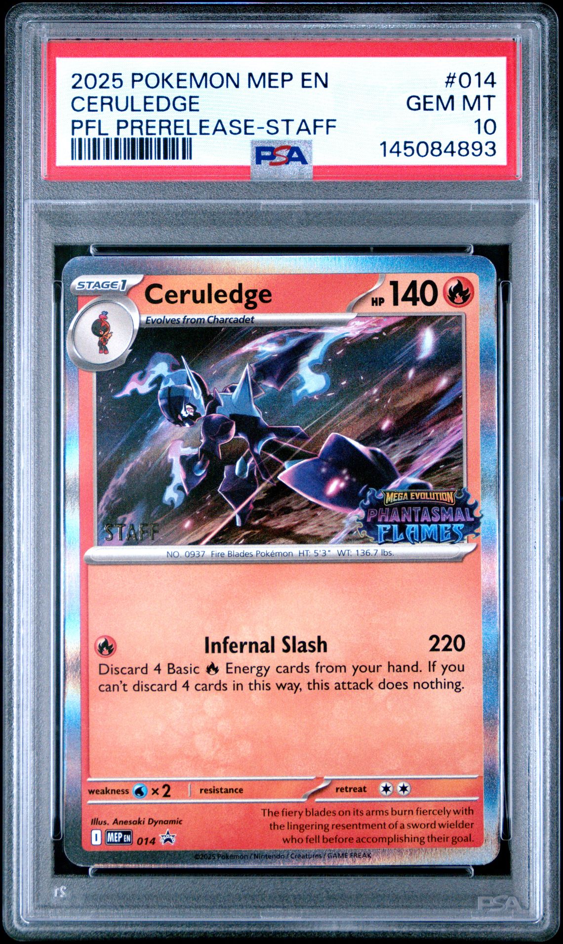 2025 Pokemon POKEMON MEP EN-ME BLACK STAR PROMO PFL PRERELEASE-STAFF #014 Ceruledge front