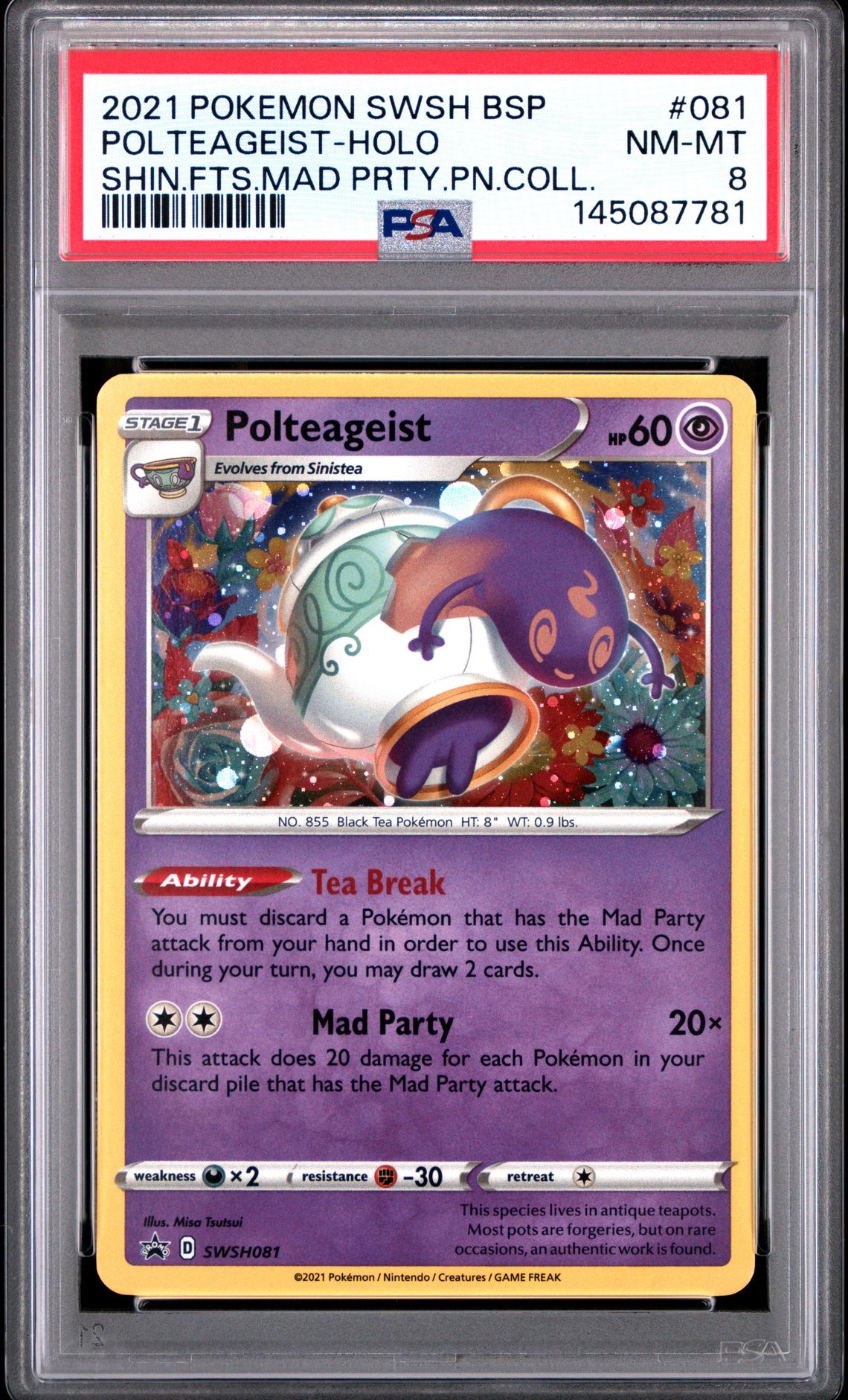 2021 Pokemon POKEMON SWSH BLACK STAR PROMO SHIN.FTS.MAD PRTY.PN.COLL. #081 Polteageist-Holo front