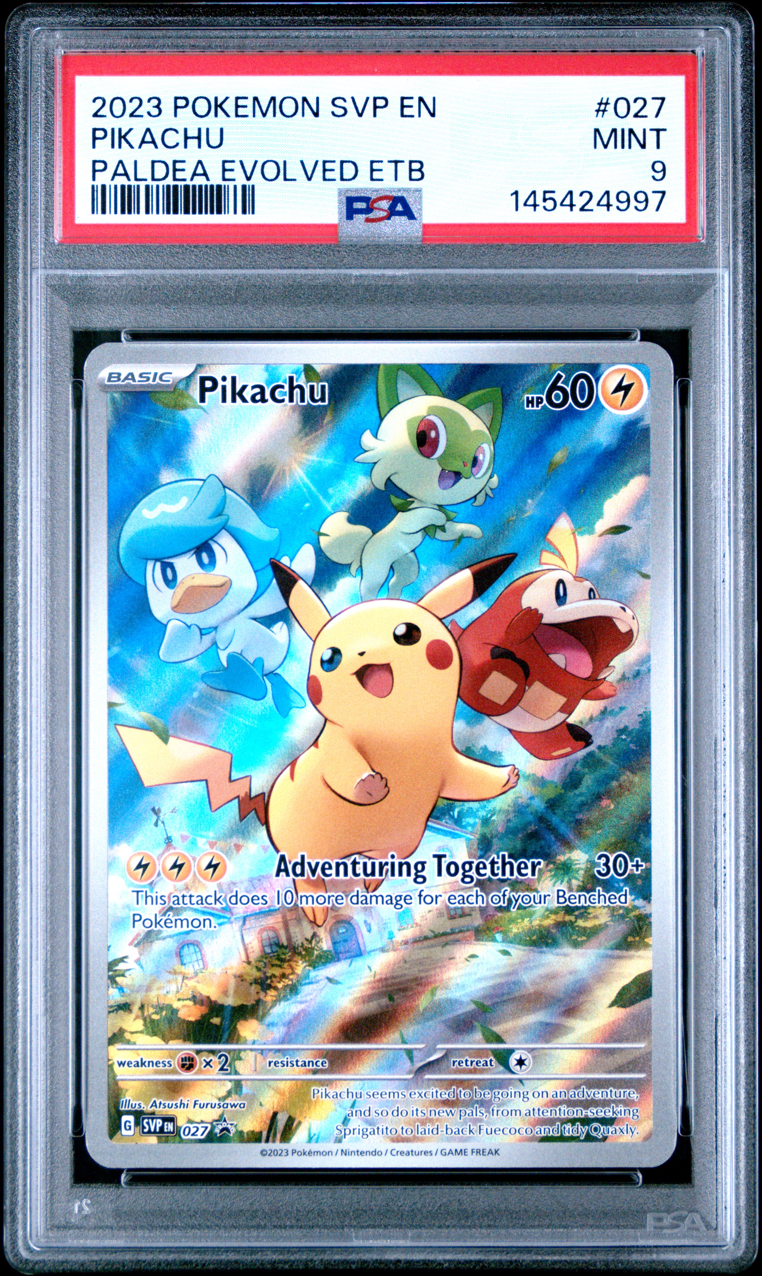 2023 #027 Pikachu PSA 9 Svp EN-SV Black Star Promo Pokemon