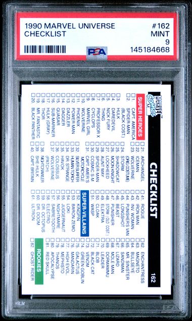 1990 Marvel Marvel Universe #162 Checklist front