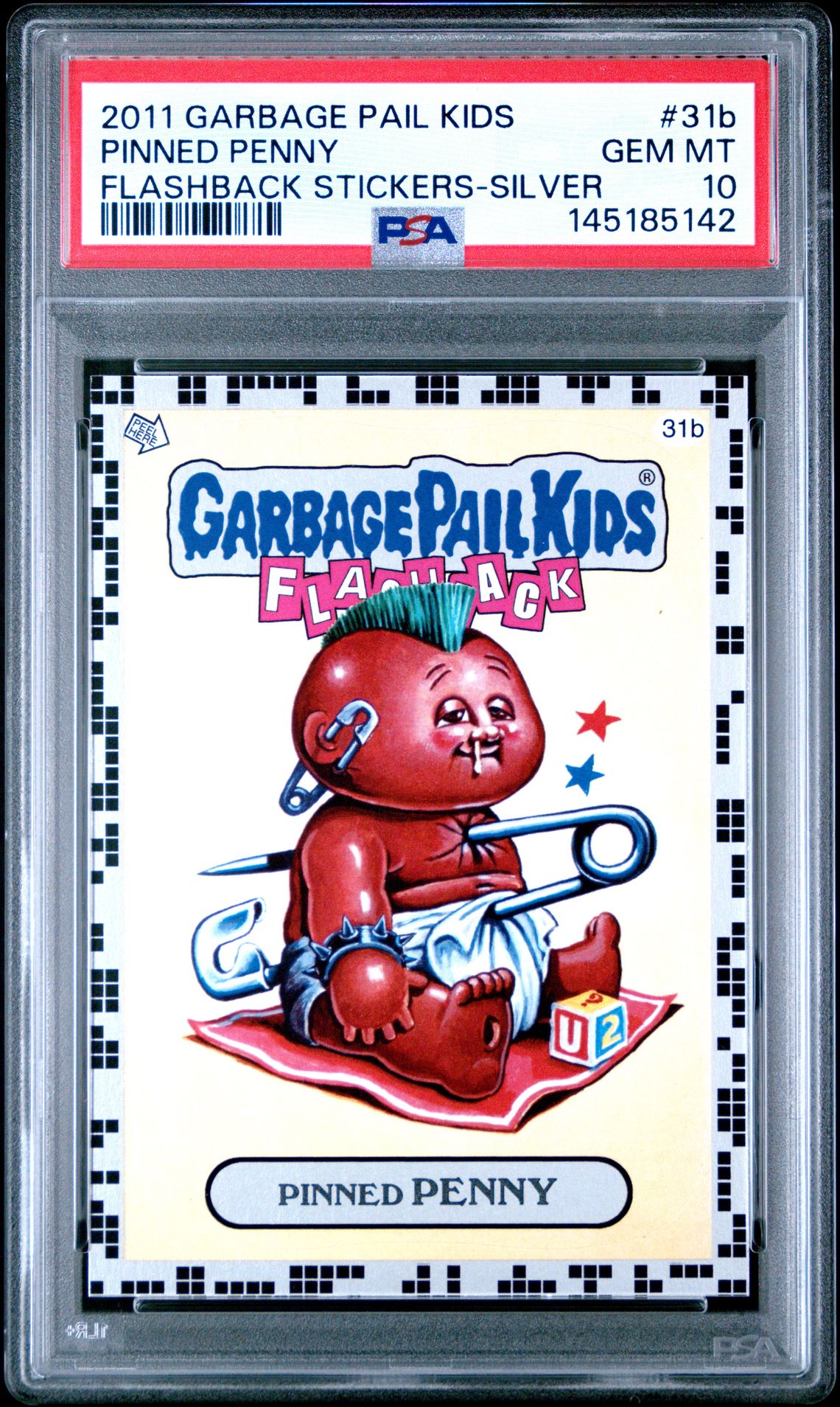 2011 Topps GARBAGE PAIL KIDS FLASHBACK SERIES 2-STICKERS FLASHBACK STICKERS-SILVER #31B Pinned Penny front