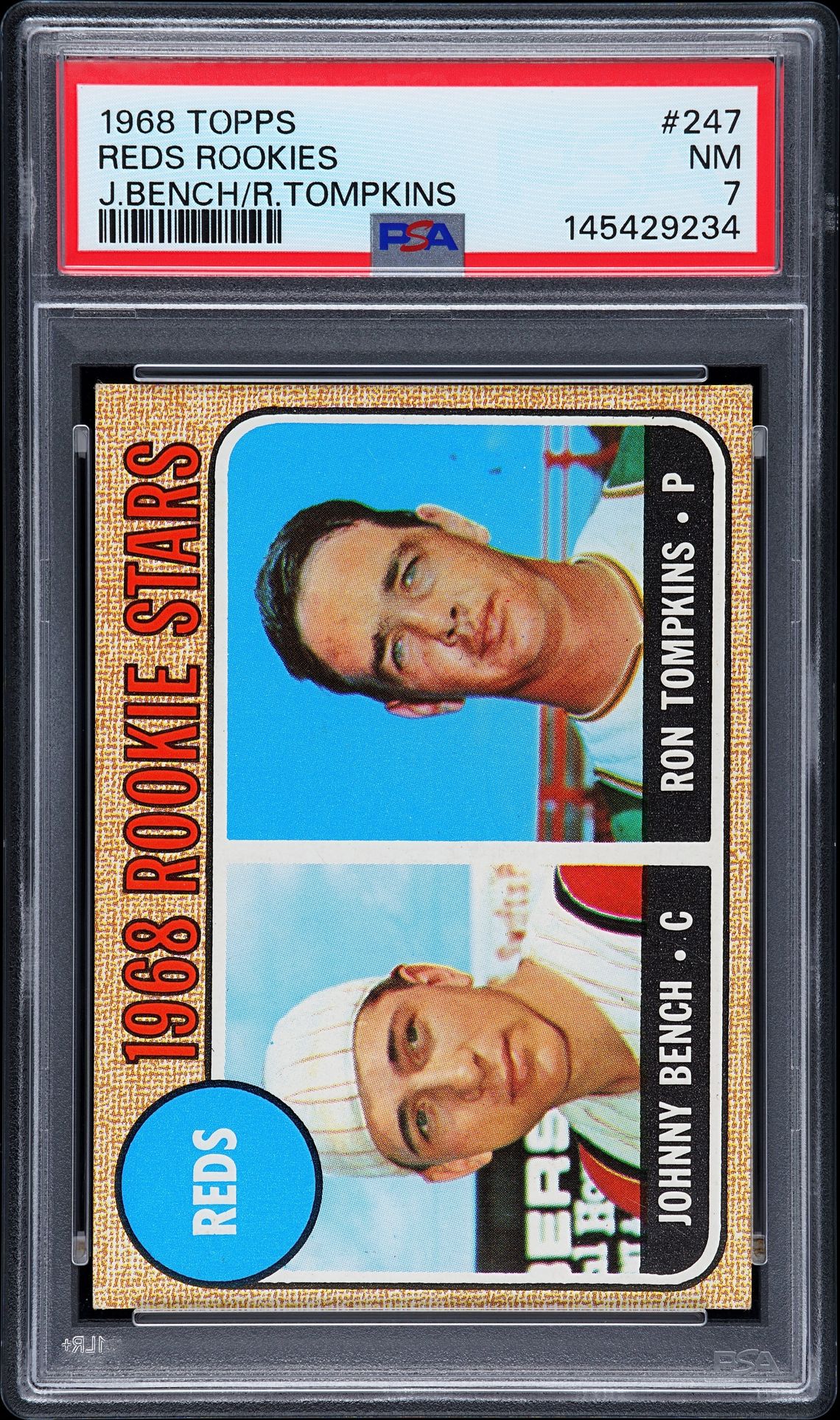 1968 Topps Reds Rookies #247 (J.bench/R.tompkins) Nm 7 front