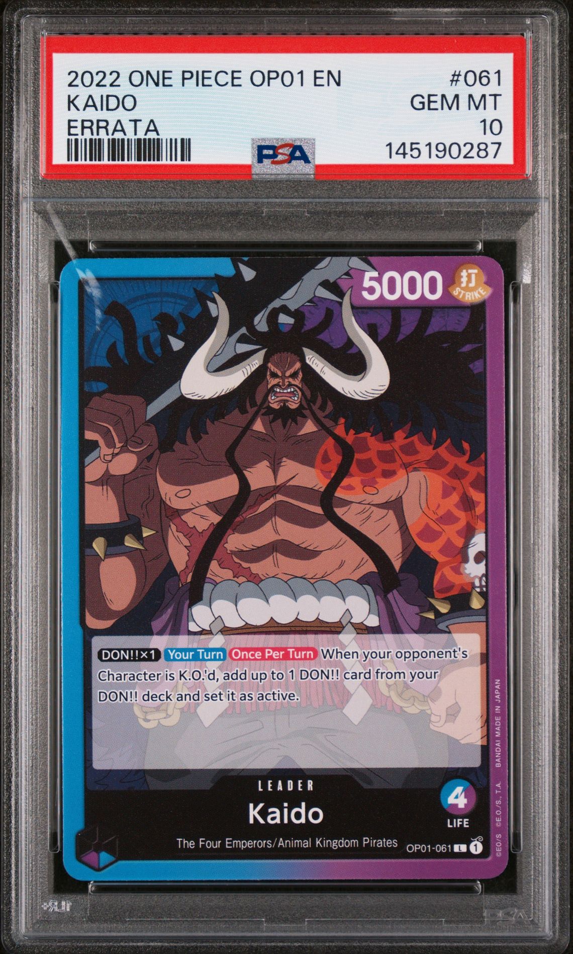 2022 One Piece ONE PIECE OP01-ROMANCE DAWN ERRATA #061 Kaido front