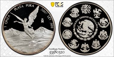 2007-Mo Onza Libertad Ag PR69DCAM