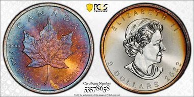 2022 $5 Maple Leaf Ag MS67