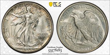 1944-D 50C Hand Engraved Initials, FS-901 MS65