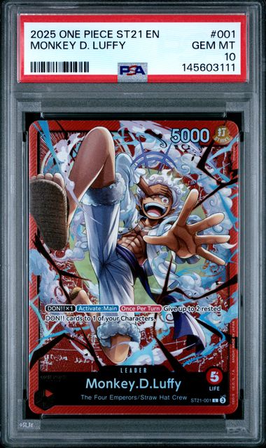 2025 One Piece ONE PIECE STARTER DECK ST21-EX GEAR 5 BLACK & WHITE ALT ART #001 Monkey D. Luffy front