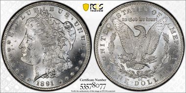 1891-CC $1 VAM 3 Spitting Eagle GSA Hoard MS63