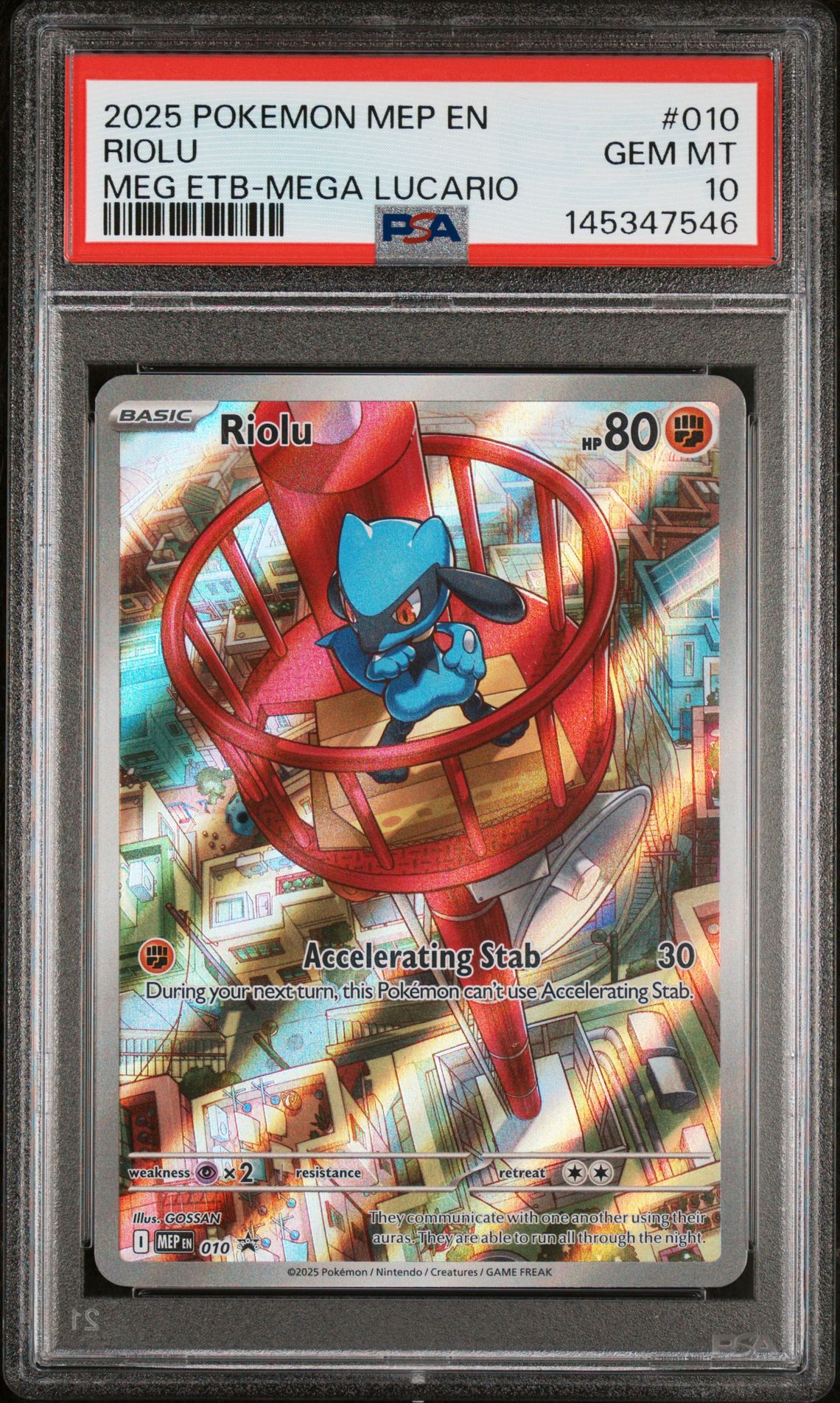2025 Pokemon POKEMON MEP EN-ME BLACK STAR PROMO MEG ETB-MEGA LUCARIO #010 Riolu front