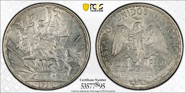 1913 Peso Caballito KM-453  Ag MS62