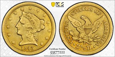 1843-D $2.50 Small D N1