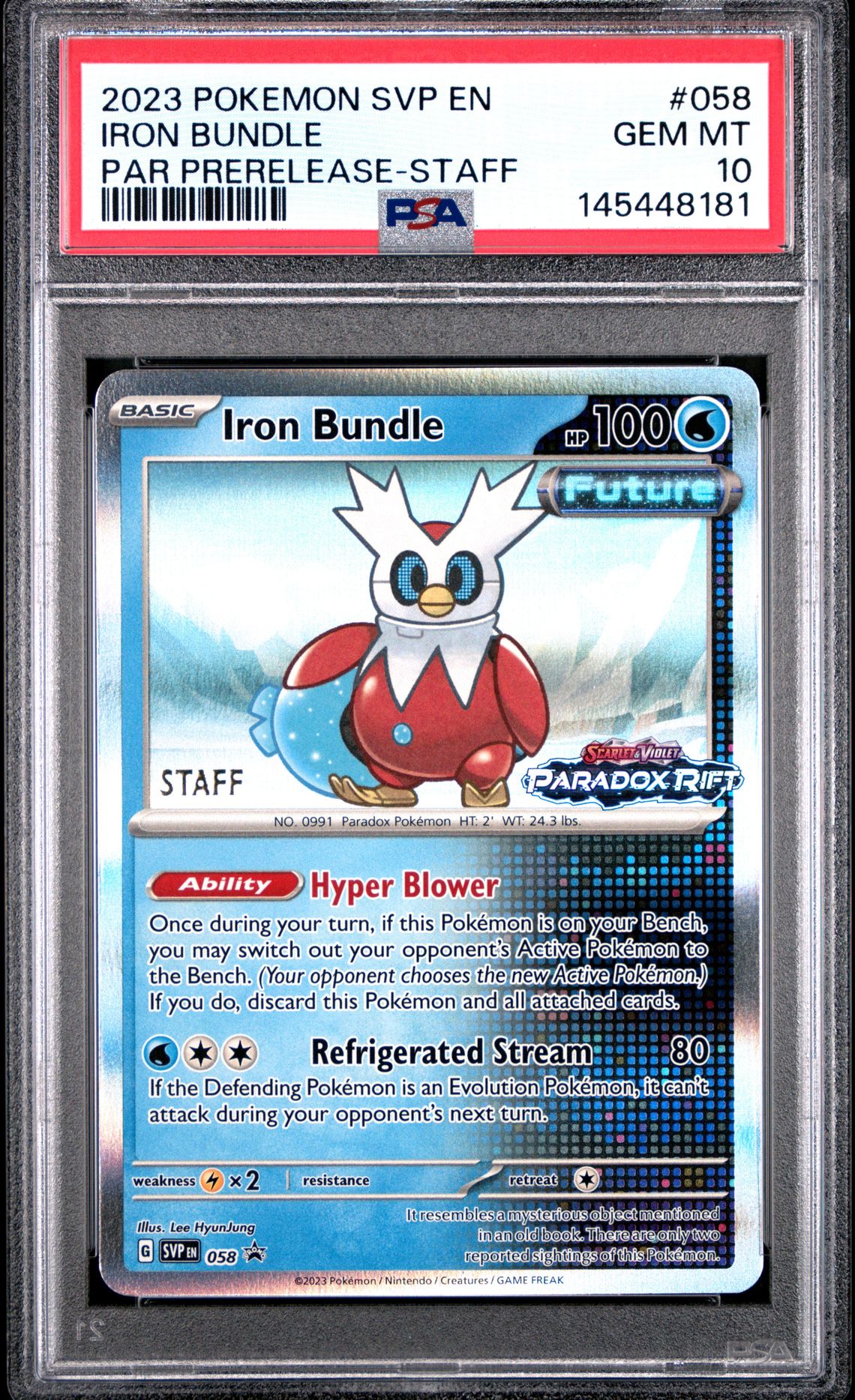 2023 Pokemon POKEMON SVP EN-SV BLACK STAR PROMO PAR PRERELEASE-STAFF #058 Iron Bundle front