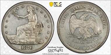 1876 T$1 Type-II/II Chopmarked N1