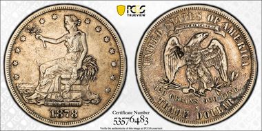 1878-S T$1 TDV-37, DDR, Chopmarked VF30