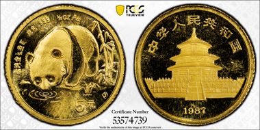 1987-S 5 Yn Panda Gold PAN-48A MS69