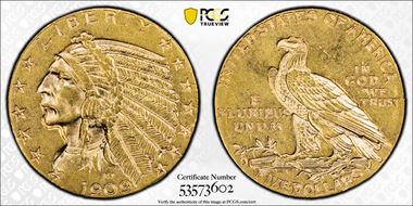 1909-D $5 AU58