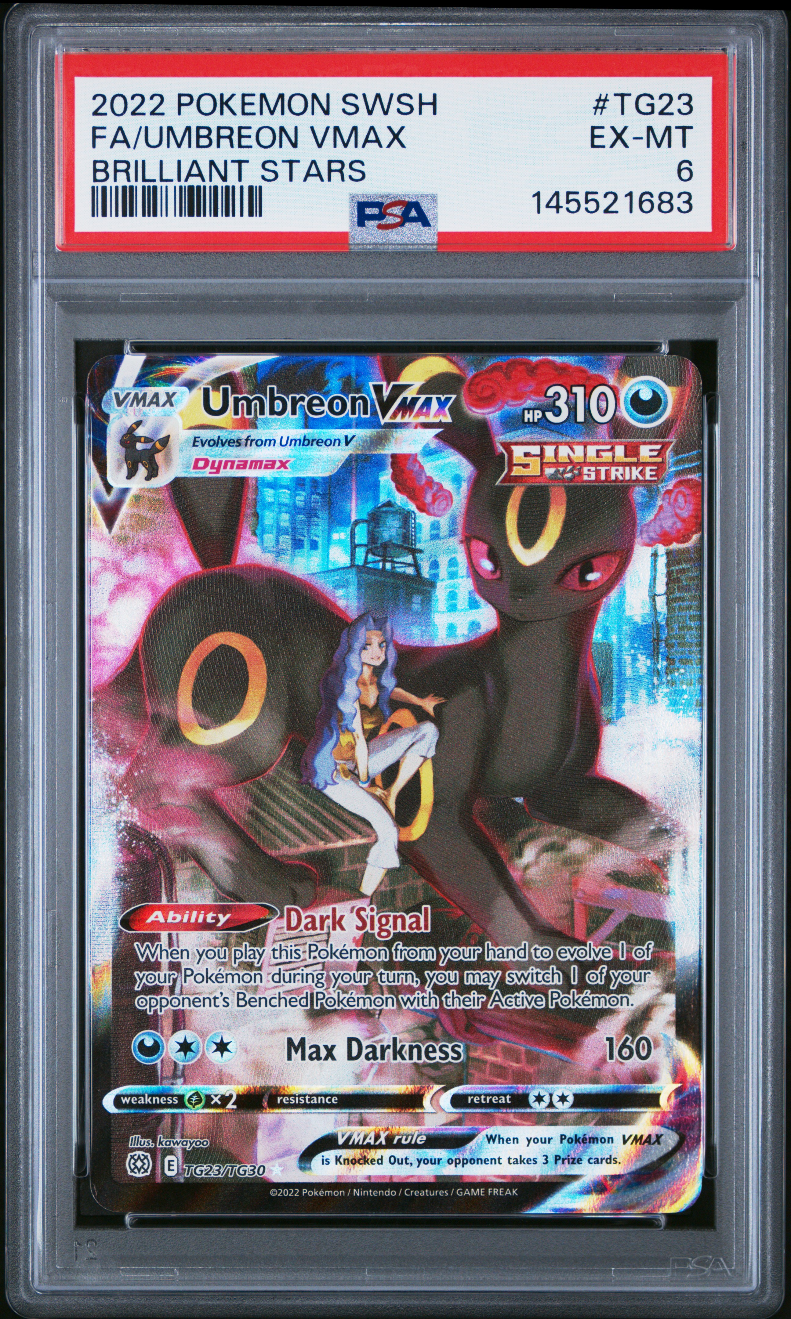 2022 #TG23 Full Art/Umbreon Vmax PSA 6 Sword & Shield Brilliant Stars Pokemon