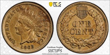 1863 1C AU58