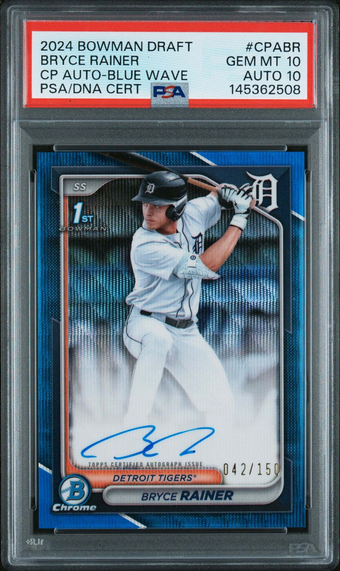 2024 Bowman BOWMAN DRAFT CHROME PROSPECT AUTOGRAPHS Wave #CPABR Bryce Rainer front